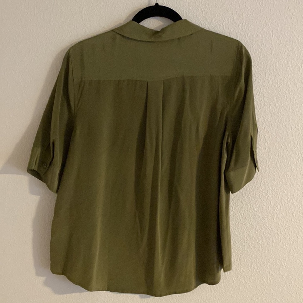J. Crew Silk Olive Green Shirt — Size M